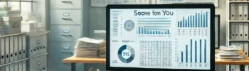 A realistic accounting office with a desk cluttered with financial documents, charts, and reports. The office has a slightly messy but organized atmosphere, with a computer, filing cabinets, and office supplies visible. The setting is professional and focused, reflecting the detailed work involved in managing finances.